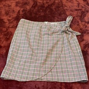 LOFT Multicolor Plaid Mini Skirt with Bow